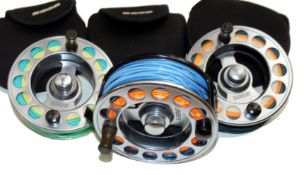 REEL & SPOOLS: (3) Sage 3500D high tech alloy large arbour salmon fly reel 4.3? diameter backplate