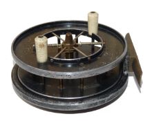 REEL: Allcock Popular narrow drum 4? alloy trotting reel 6 spoke with tension regulator twin