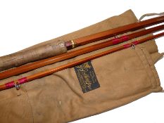 ROD: J S Sharpe of Aberdeen 13? 3 pce spliced joint salmon fly rod impregnated cane and burgundy