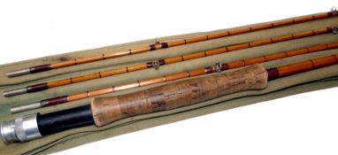 ROD: Hardy The Palakona 9? 3 piece plus spare tip trout fly rod No.H65801 burgundy close whipped