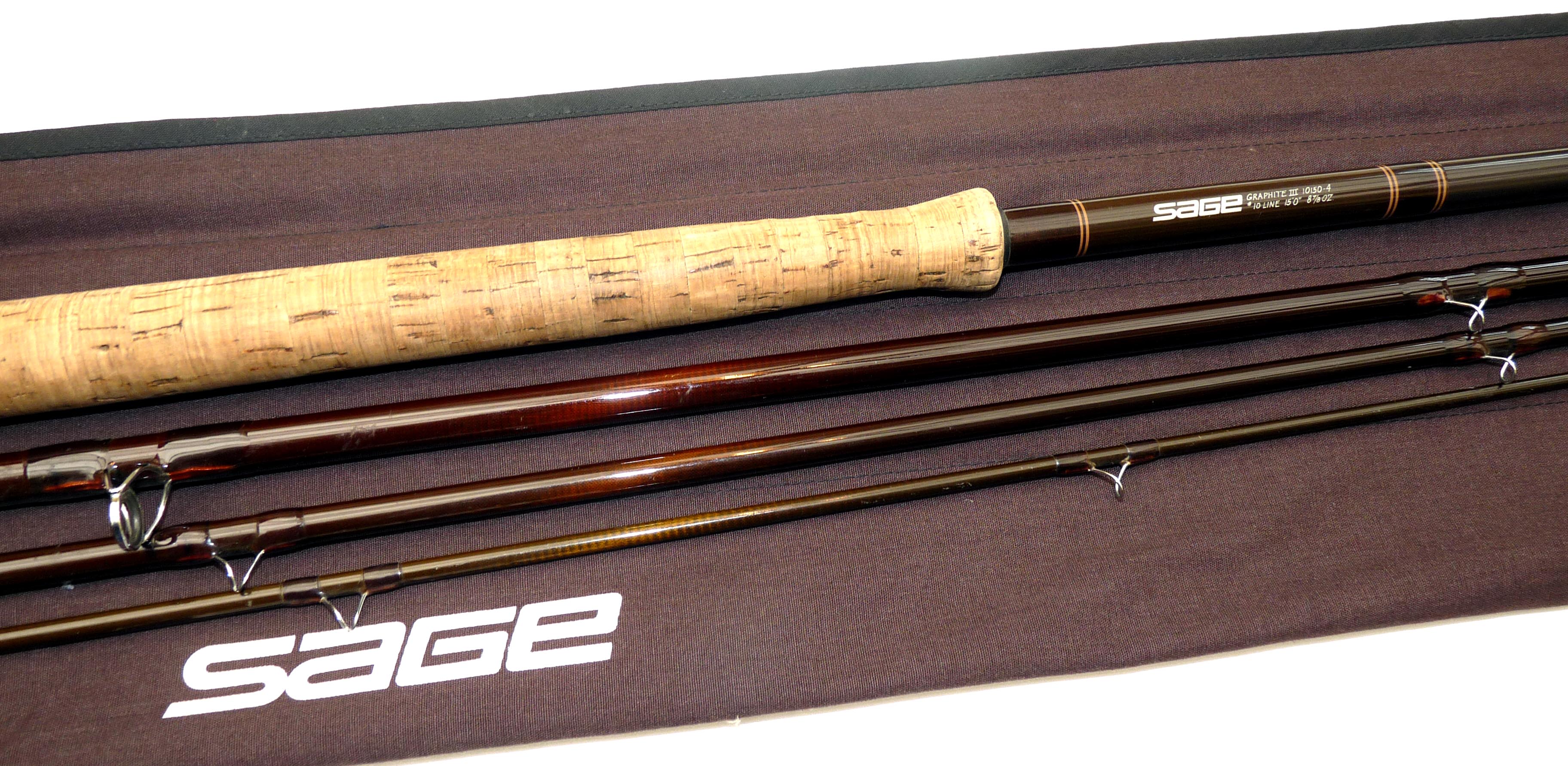 ROD: Sage Graphite 3 15? 4 piece salmon fly rod line rate 10 brown blank bronze whipped guides 24?