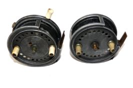 REELS: (2) Carter & Co South Molton St Silex type drum casting reel by Youngs 3.5? diameter twin