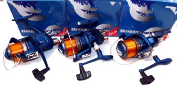 REELS: (3) Set of 3 Dragon Surf 8000 beach casting reels with front drag counter balanced handles