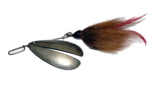 LURE: Allcock?s Patent Collapsible spoon bait 2.75? split metal spoon blade underside of one blade