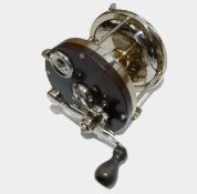 REEL: Edward Vom Hofe Model 621 hard rubber and German silver multiplier reel 4-0 size black handle