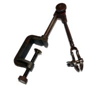 FLY VICE: Early fly tying vice with screw slide and rotating jaw assembly measures approx. 9? from