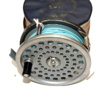 REEL & CASE: (2) Hardy Marquis Salmon No.1 alloy fly reel U shaped line guide backplate tension