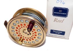 REEL: Hardy The Sovereign 9/10 gold anodised finish alloy trout fly reel Ltd edition No 094 disc