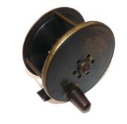 REEL: Heaton?s Patent 18815 all brass Jardine style fly reel 3.5? diameter wide drum ventilated to