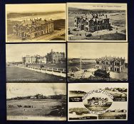 6x various St Andrews and R&A golfing postcards to incl "St Andrews From The Links" Valentine Series