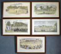 Collection of coloured cricket prints featuring early grounds and matches from the 1840/50s –