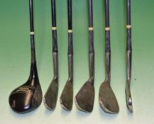 Fine set of H.J. Collingwood "Parmaster" Apollo blue coated s/s golf clubs to incl Spoon fitted with