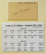 Arthur E. R. Gilligan (England Cricket Capt 1924/25) signed album page dated 1934 c/w cricket career