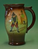 Royal Doulton Golfing Kingsware series ware quart pitcher c1930s - light coloured finish with