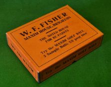 W.F. Fisher Brighton "Repaints " golf ball box – for 12 lattice golf balls – advertising Maxim