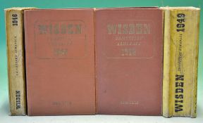 Collection of Wisden Cricketers` Almanacks from 1946 to 1949 (4) - to incl 1946 (cloth), 1947 and