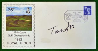 1982 Royal Troon Open Golf Championship signed postal cover – signed by the winner Tom Watson 5x
