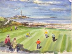 Houghton, George (b. 1905- d. 1993) "DINNA FOUTER – THE 10TH HOLE AT TURNBERRY" water colour