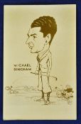 Michael Bingham Golf Professional golfing postcard – Caricature drawing by T. Roberts, dated `