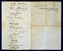 Scarce 1921 Australia Cricket Team signed headed paper – comprising 15 signatures on Surrey County