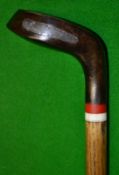 A good Sunday golf walking stick fitted with a dark stained socket head putter handle c/w rear