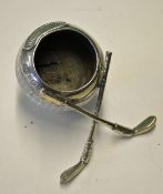 Rare and fine silver mounted guttie golf ball match stick holder and striker c1895 – comprising an