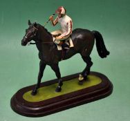 Racehorse – Ronald Cameron ltd ed Race Horse and Jockey spelter figure, hand painted ltd ed no 65/