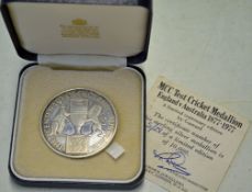 1987 England v Australia Centenary commemorative silver medallion – produced by Garrard London ltd