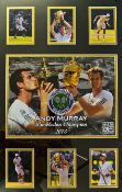 Andy Murray Signed 2013 Wimbledon Champion display – comprising 7x colour photographs to incl a