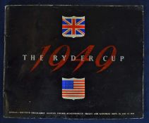 1949 Official Ryder Cup golf programme - played at Ganton Scarborough – US winning 7- 5 – covers