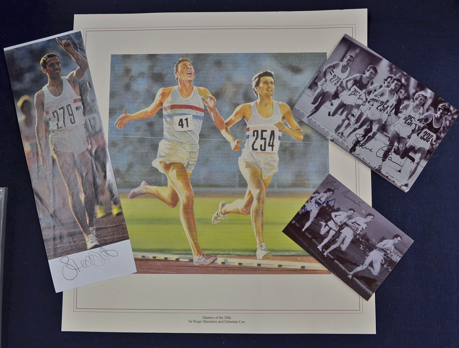 Collection of 1500m Olympic gold medal winners signed photograph/prints and others to incl Seb
