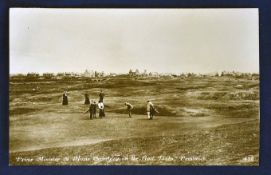 Prime Minister, Home Secretary and Prestwick golfing postcard – titled - "Prime Minister & Home
