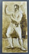 Tom Cribb boxing print – large sketch full length portrait of Tom Cribb "On Guard" image 18.25x 9" –