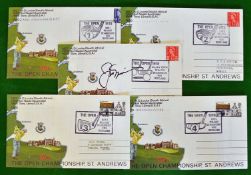 1970 St Andrews Open Golf Championship rare set of 5x coloured golfing postal covers signed by the