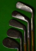 5x assorted smooth faced clubs to incl 3x Tom Stewart pipe marks a rut niblick, large head niblick