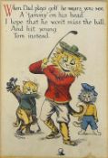 Wain, Louis (b.1860 – d. 1930) "GOLFING CATS" colour lithograph c/w verse – image 8.75 x 6.5" mf&g