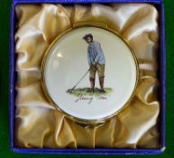 Pointers London Edinburgh Enamel golfing scene box – decorated to the lid with Young Tom Morris