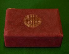 Dunlop Warwick Fifty-Fifty Suedette golf ball box - for 6 golf balls – hinged lid c/w remnants of