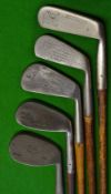 Half set of 5x ladies playable irons and putter – to incl J H Taylor Autograph mid iron, Forgan