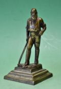 W G Grace Victorian brass figure - full length figure wearing pads and holding a cricket bat on a