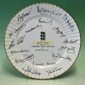 1977 England Ashes Jubilee Test Series Cricket team signed plate – Royal Staffordshire bone china