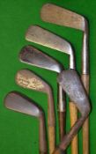 6 x assorted smf and later irons and a putter to incl Cleek, Thistle Brand mid iron, Cann & Taylor