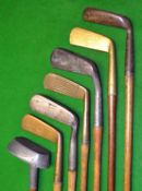 7x assorted brass, alloy and metal head putters to incl an early Schenectady style (minor hosel