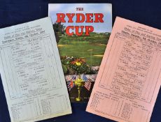 1957 Ryder Cup official golf programme and draw sheets – played at Lindrick Golf Club c/w the both