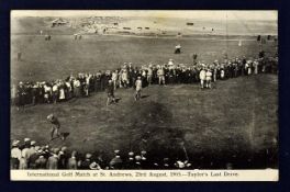 1905 International Golf Match St Andrews postcard c1905 – titled "Taylor` s Last Drive" dated 23