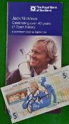 Jack Nicklaus Royal Bank of Scotland signed £5 bank note to commemorate Jack Nicklaus 40th Years