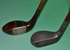 2x Patent mallet head putters to incl London Co "Cuiras" patent persimmon putter with nickel face