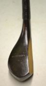 Early A Patrick Leven dark stained scare head beech wood brassed spoon c1860 c/w full wrap over