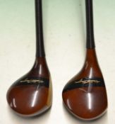 2x Fine Walter Hagen striped top large socket head drivers – both with brass sole plates stamped
