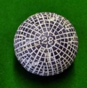 Large "28" line cut pattern ball c1895 – with numerous strike marks to the cover – repainted